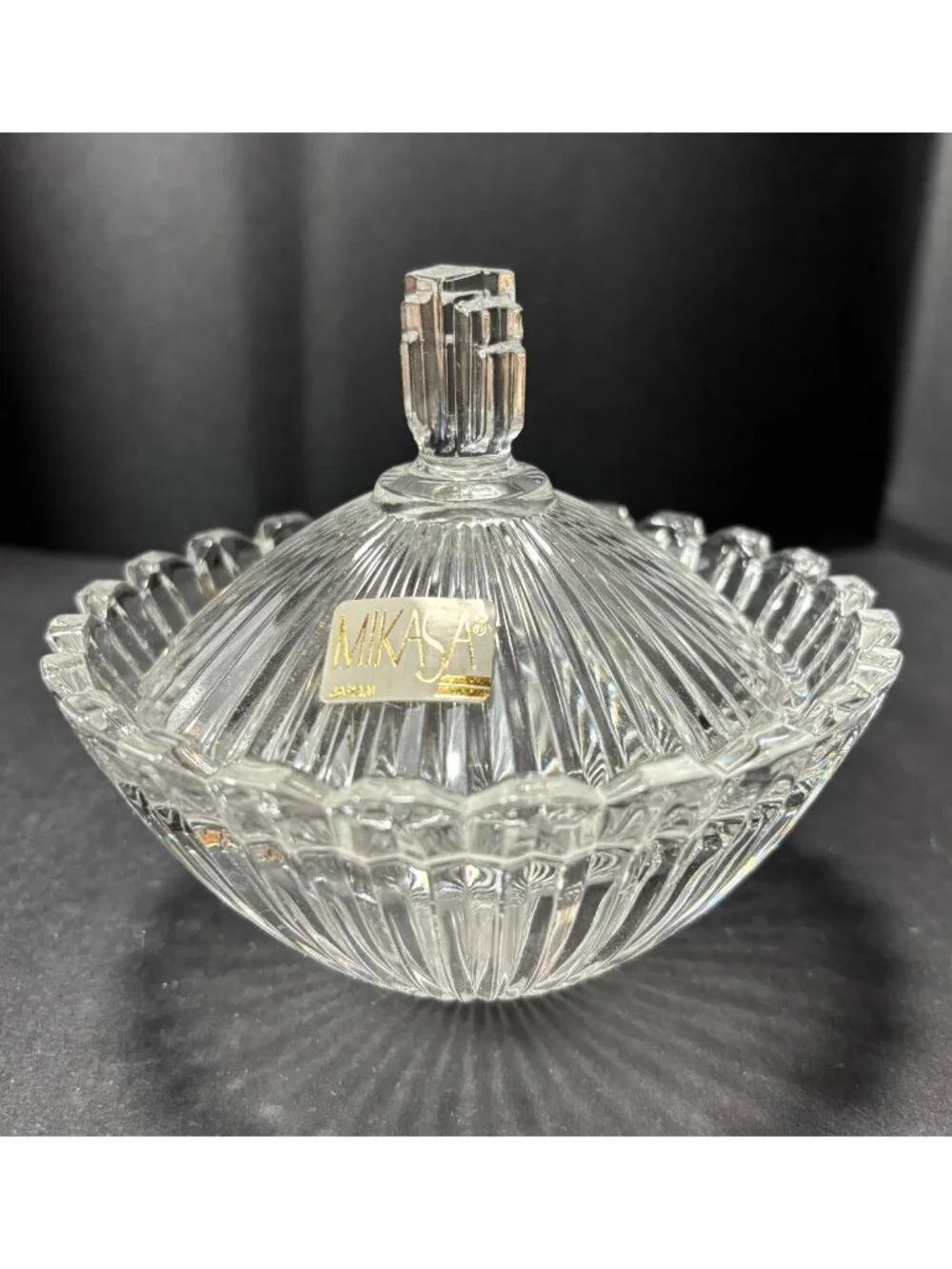 Mikasa Crystal Marquette Covered Candy Trinket Dish Made In Japan Vintage 1990s
